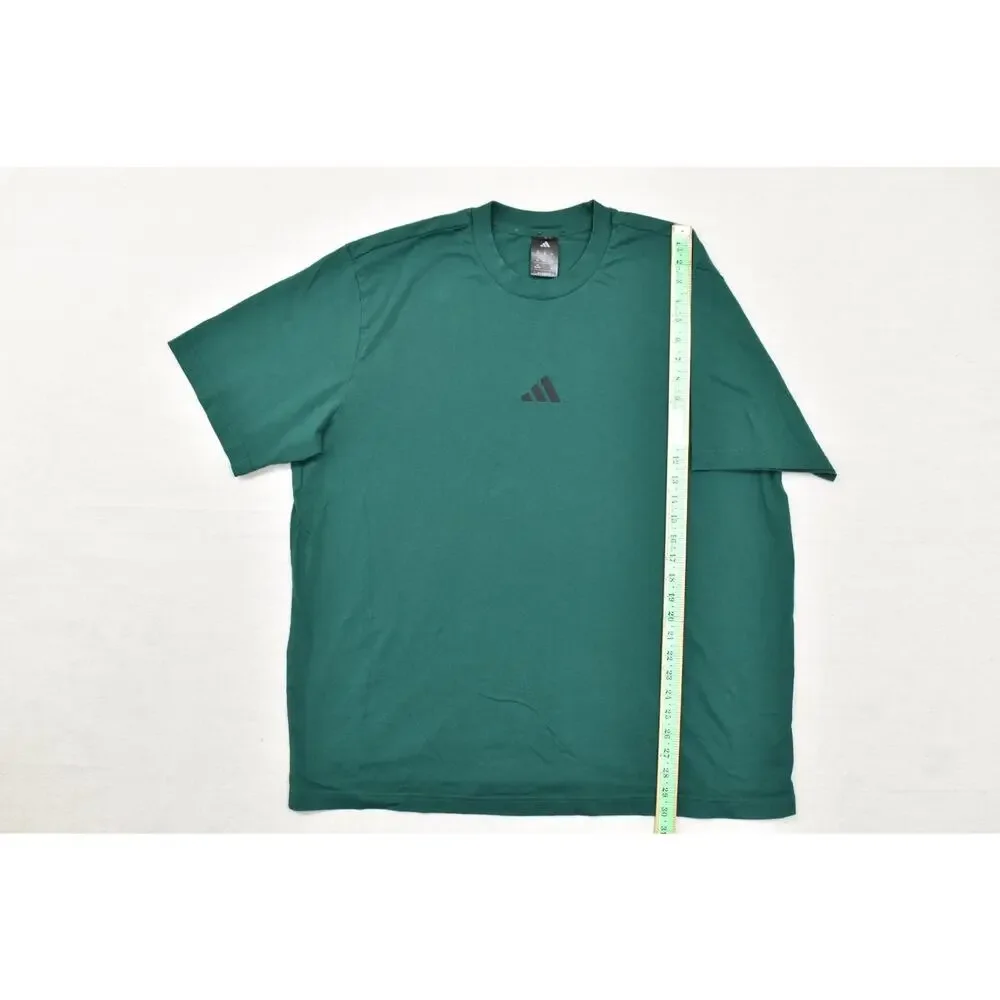 Adidas Men's 2XL Short Sleeve Tee Green Embroidered Center Logo Cotton Crew Neck